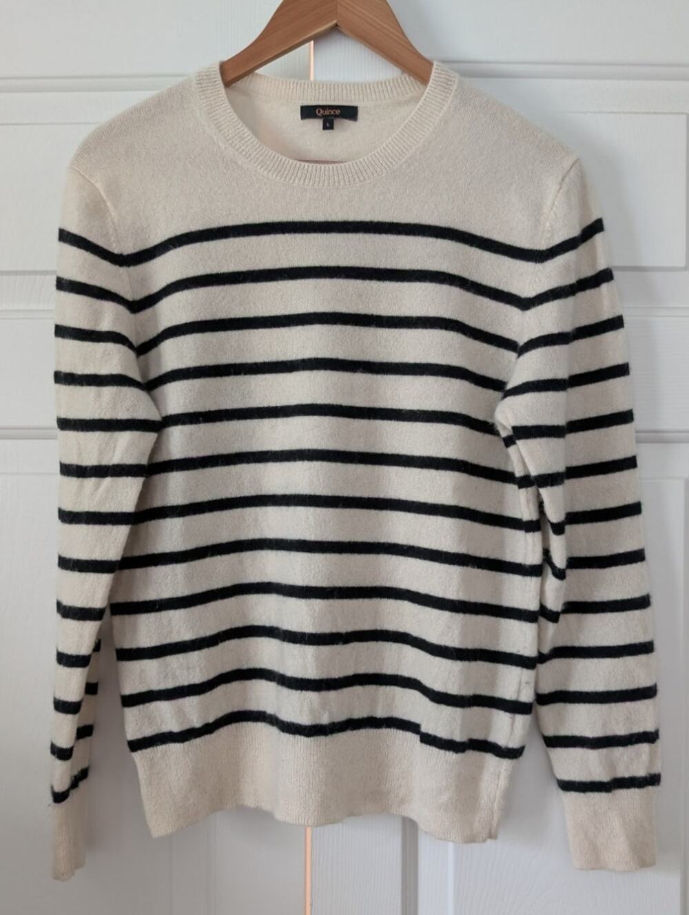 Quince Striped Cashmere Crewneck Sweater